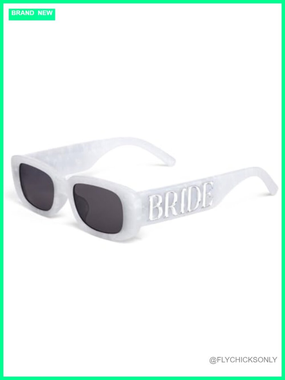 Bride Sunglasses White Silver Marble Wedding Bachelorette Party